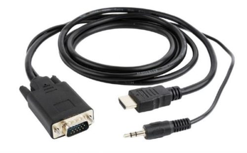 Gembird HDMI to VGA and audio adapter cable, single port, black 1,8m