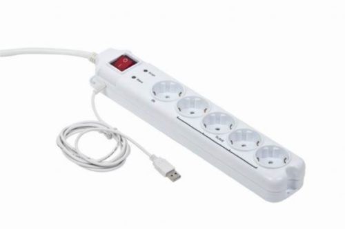Gembird Surge protector with Master Slave function, white color