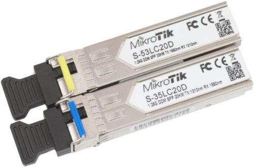 MikroTik Pair of 1G SFP WDM BiDI (LC,SM)-20km fiber modules