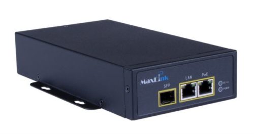 MaxLink PoE injector - SFP port, 802.3af at, 55V, 1.1A, 60W, 1Gbit, power cord