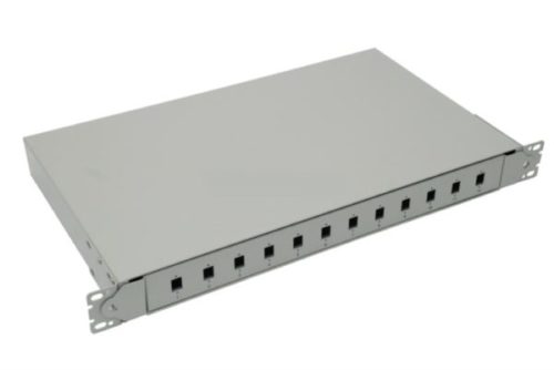 NFO Patch Panel 1U 19" - 12x SC Simplex LC Duplex, Slide-out on rails, 1 tray