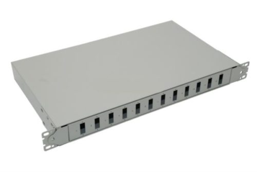 NFO Patch Panel 1U 19" - 12x SC Duplex, Slide-out on rails, 1 tray