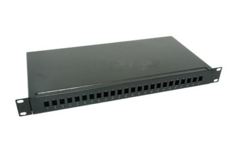 NFO Patch Panel 1U 19" - 24x SC Simplex LC Duplex, Pull-out, 1 tray, Black