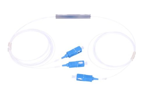 NFO Fiber Optic PLC Splitter, 1:2, Steel Box, SM, G657A, 1,5m, SC UPC