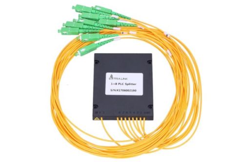 NFO Fiber Optic PLC Splitter, 1:8, ABS Module, SM, G657A, 1m, SC APC