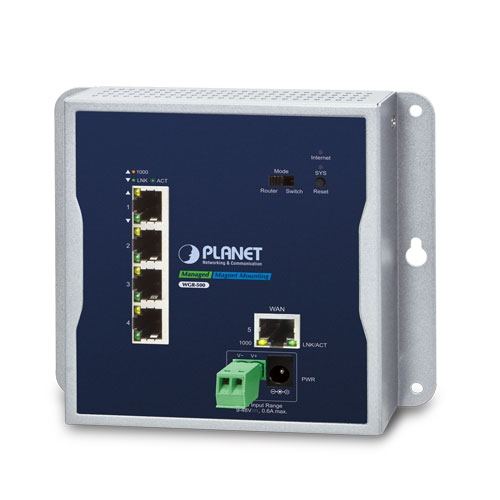 Planet Industrial 5-Port 10 100 1000T Wall-mount Gigabit Router