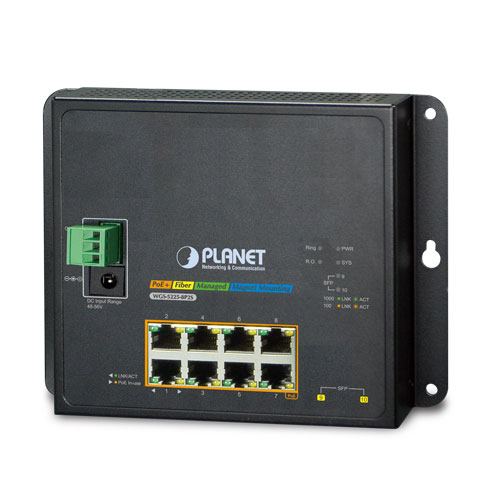 Planet Industrial 8-port 10 100 1000T 802.3at PoE 2-port 1G 2.5G SFP Wall-mount Managed Switch