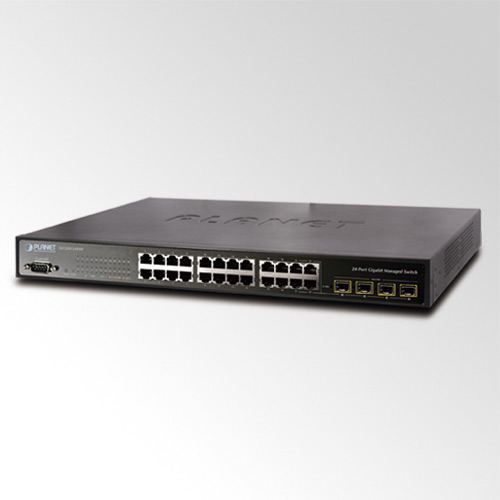 Planet 24-Port 1GbE RJ45 with 4 Shared SFP Managed Switch