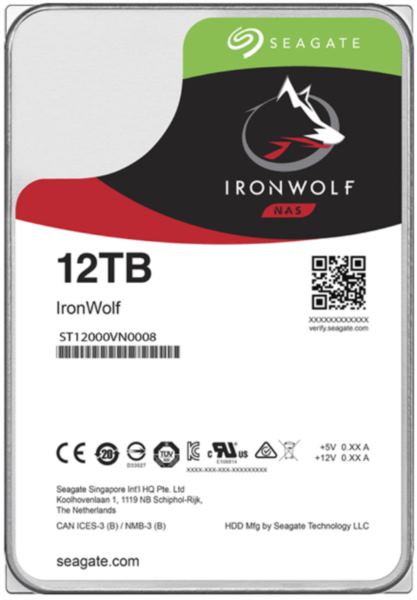 Seagate 12 TB 3,5" HDD, Ironwolf, 7200 RPM, 256MB