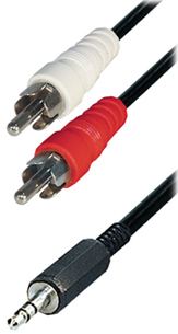 Transmedia Cable 2x RCA-plug - 3,5 mm stereo plug, 10m