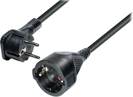 Transmedia CEE 7 7 flat plug - extension cable with angle plug, 5m