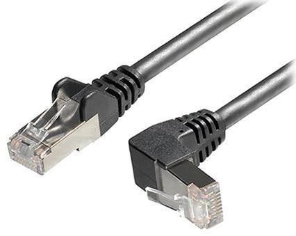 Transmedia Cat6A SFTP Patch Cable, RJ45 plug angled up, 1m