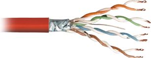 Transmedia FTP-Cable, Stranded Wire, CAT5e. red, on spool, 100 m