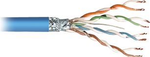 Transmedia SFTP-Cable, Stranded Wire, CAT5e. blue, on spool, 100 m