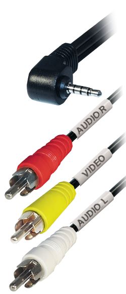Transmedia Connecting Cable 4 pin 3,5 mm plug, angled - 3x RCA-plug, 2m