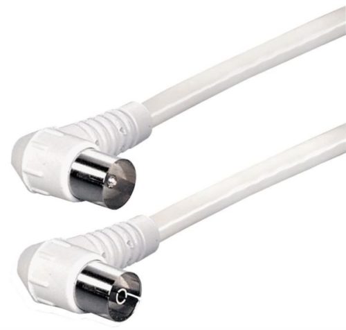 Transmedia IEC plug to IEC jack, Angled, 1,5m, White