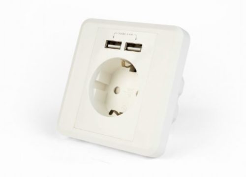 Gembird AC wall socket with 2 port USB charger, 2.4A