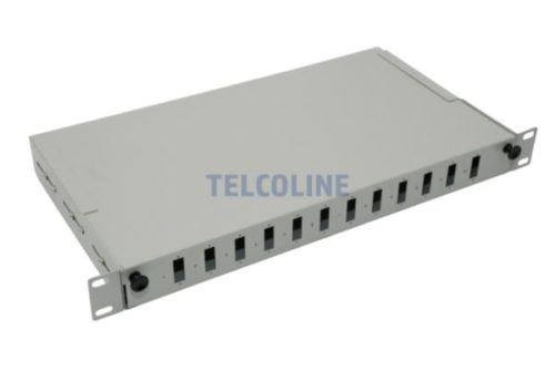 NFO Patch Panel 1U 19" - 12x SC Duplex, Pull-out, 1 tray, Gray
