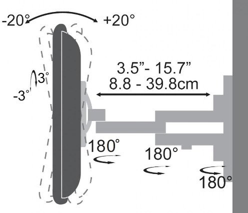 SBOX nagibni nosač s duplom rukom 23"-55", do 30kg