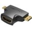 Vention 2 in 1 Mini HDMI and Micro HDMI Male to HDMI Female Adapter Black