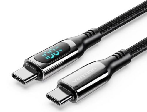 Vention Cotton Braided USB 2.0 C Male to C Male 5A Cable With LED Display 2m
