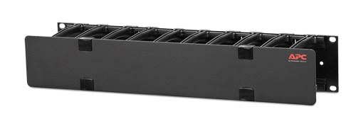 APC Horizontal Cable Manager, 2U x 4" (100mm) Deep, Single-Sided with Cover