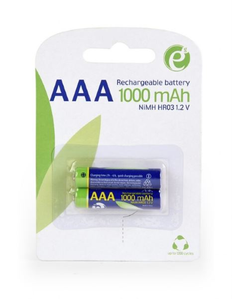 Gembird Ni-MH rechargeable AAA batteries, 1000mAh, 2pcs blister pack