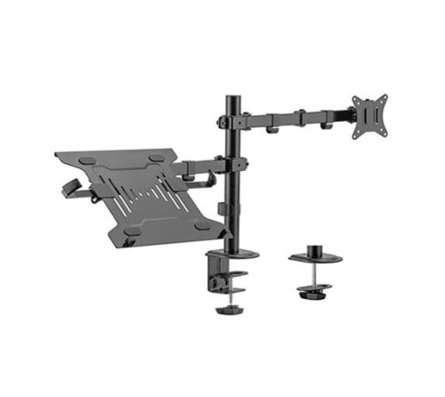 Gembird Adjustable desk mount with monitor arm and notebook tray
