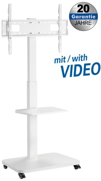 Transmedia Pedestal for Flat Screens, 37“ - 75“ up to 40kg, white