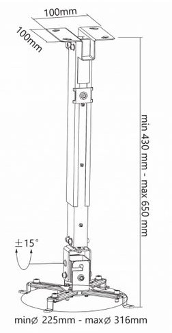 SBOX Stropni nosač projektora PM-18M do 20 kg