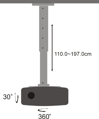 Stropni nosač projektora PM-200XL 15kg, do1,970m