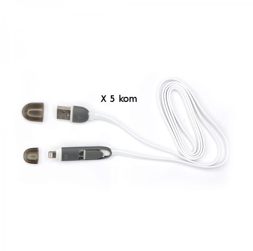 SBOX kabel USB za android i iPhone bijeli 1m,5 kom