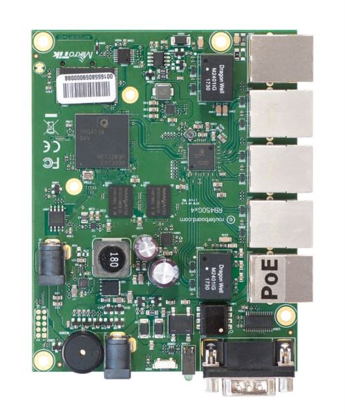 MikroTik Ethernet router board with five Gigabit Ethernet ports