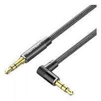Vention Cotton Braided 3.5mm Male to Male Right Angle Audio Cable 1m, Black