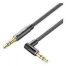 Vention Cotton Braided 3.5mm Male to Male Right Angle Audio Cable 2m, Black