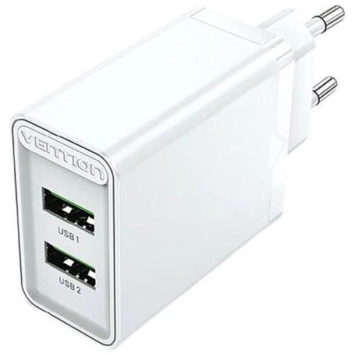 Vention 2 Port USB (A A) Wall Charger (18W 18W) EU-Plug, White