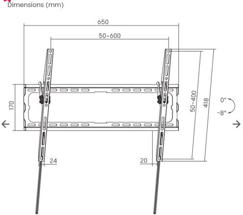 SBOX zidni stalak za TV 37“-80“/94-203 cm,do 45 kg