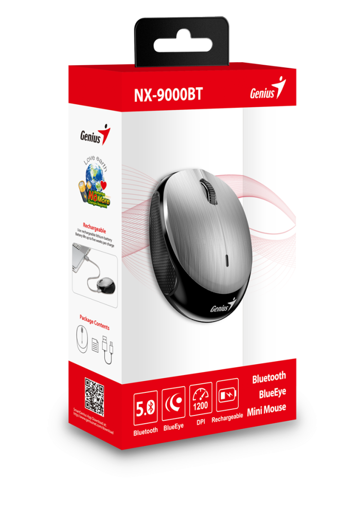 Genius NX 9000BT V2, Bluetooth, srebrna