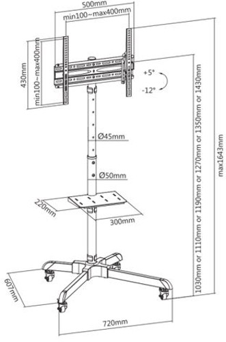 SBOX pokretni podni stalak za TV 32"-55", do 35kg