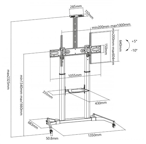 SBOX pokretni podni stalak za TV 60"-100",do 100kg