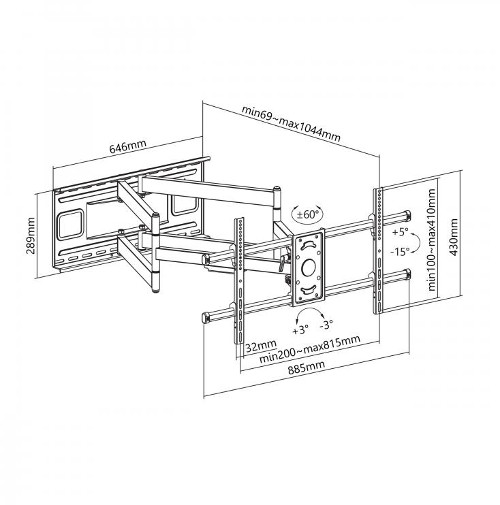 SBOX izvlačno okretni nosač 43"-90", do 80kg