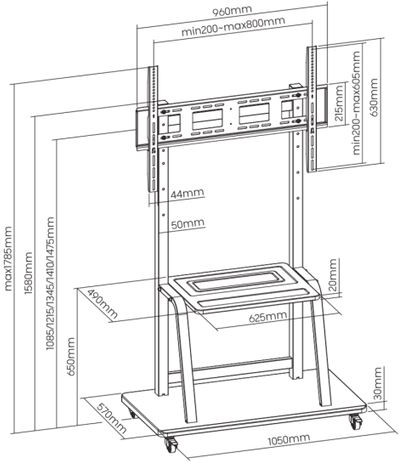 SBOX pokretni podni stalak za TV 37"-100",do 150kg