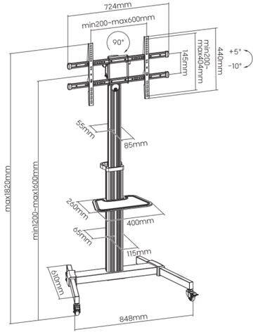 SBOX pokretni podni stalak za TV 37"-86", do 50kg