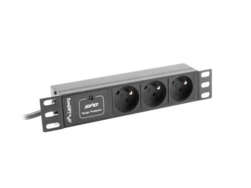 Lanberg PDU 10", 1U, 16A, 3x Schuko, 2m, Black