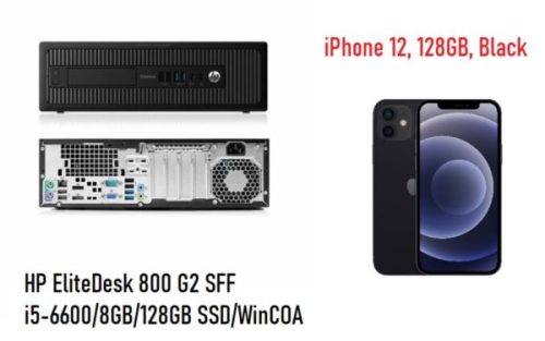 Rennowa HP EliteDesk 800 G2 SFF i5-6600 8GB 128GB SSD WinCOA Refurbished Apple iPhone 12, 128GB, Black