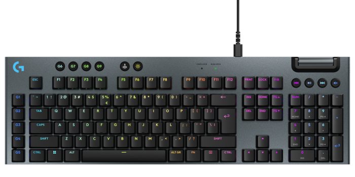 Logitech G915 X, gaming tipkovnica, USB