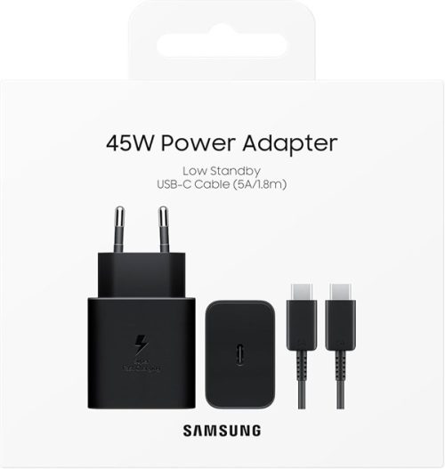 Samsung brzi kućni punjač 45W+USB Type-C kabe,crni