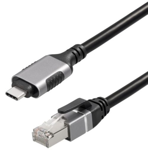 Transmedia Ethernet Cable Cat6 F UTP USB C to RJ45, 1m