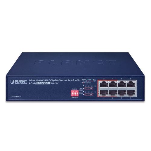 Planet 8-Port (8x 1GbE RJ45) with 4x 30W port PoE (60W) Switch