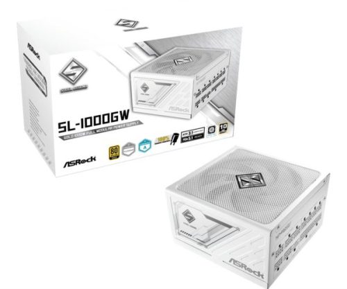 ASRock PSU Steel Legend SL-1000G, 1000W, 80 Gold, Fully Modular, White